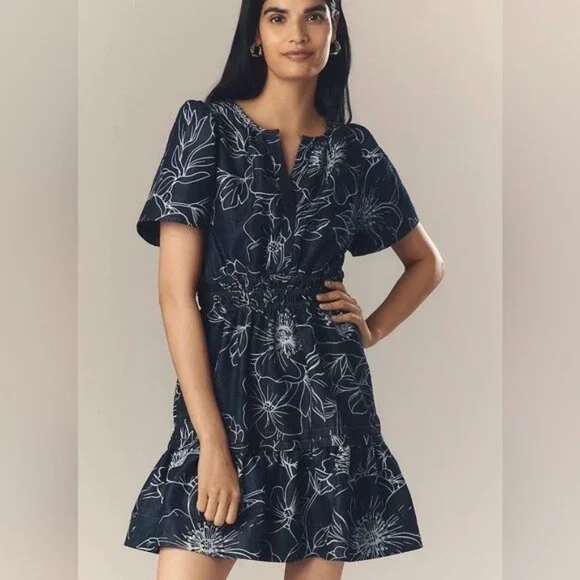 NWT Size M - The Somerset Cotton Denim Mini Dress W Pockets (NWT US$ 168) - Picture 1 of 16